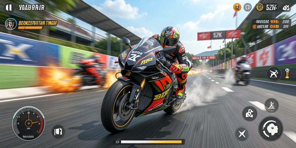 Tampilan gameplay seru di lintasan balap motor 5ZK.