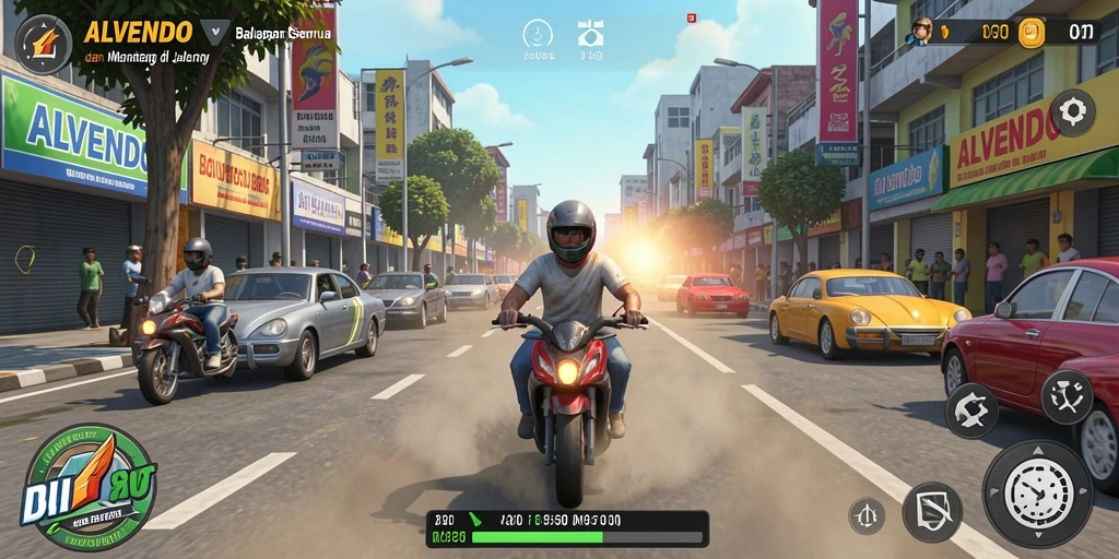 Tampilan gameplay Racing yang mendebarkan di ALVENDO.