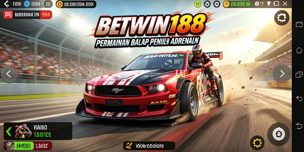 Tangkapan layar gameplay BETWIN188 menampilkan aksi balap yang mendebarkan.