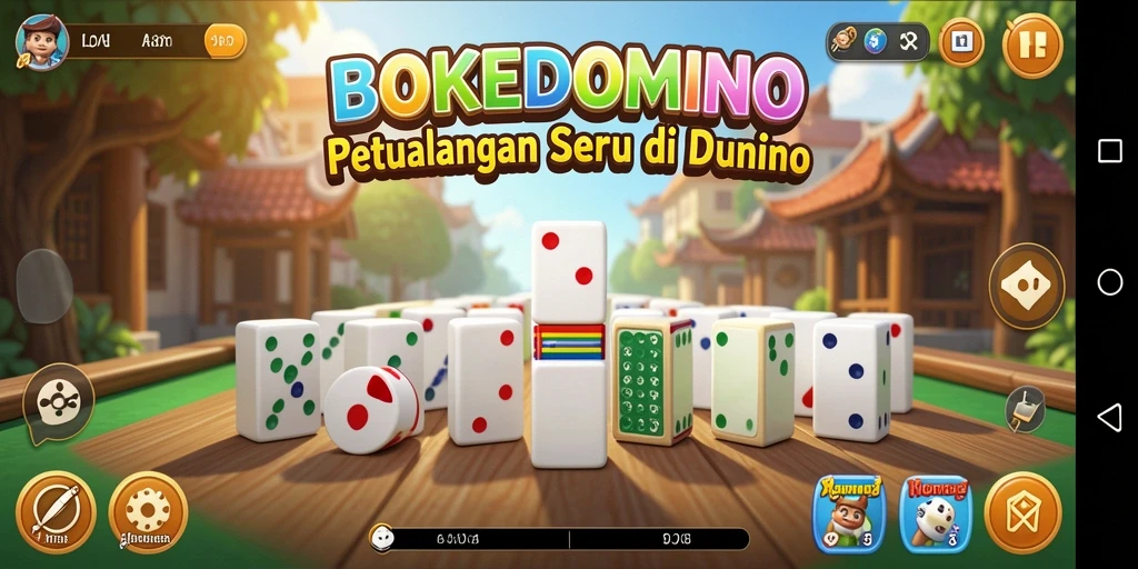 Tampilan menarik gameplay BOKEDOMINO saat menjelajahi petualangan domino.
