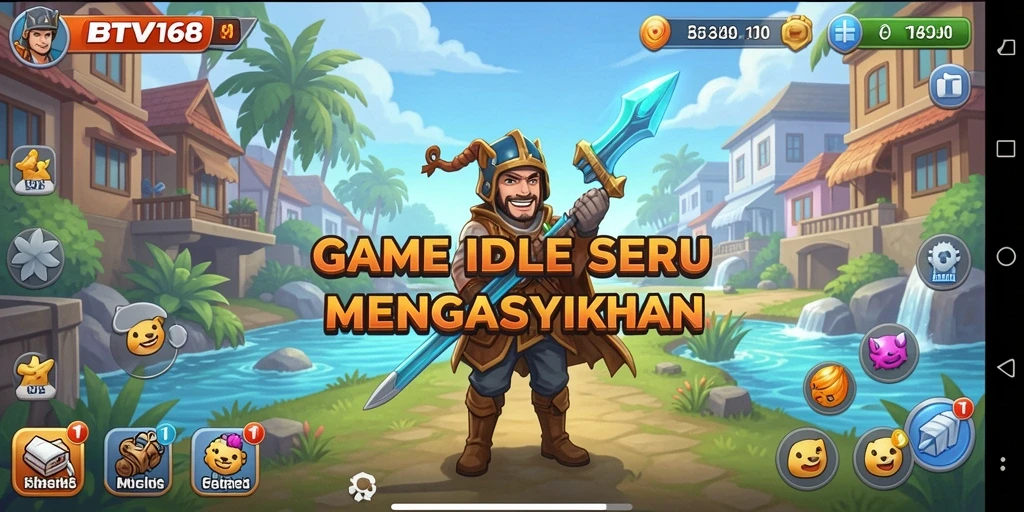 Tampilan gameplay BTV168 dengan karakter yang sedang berkembang dalam mode Idle.