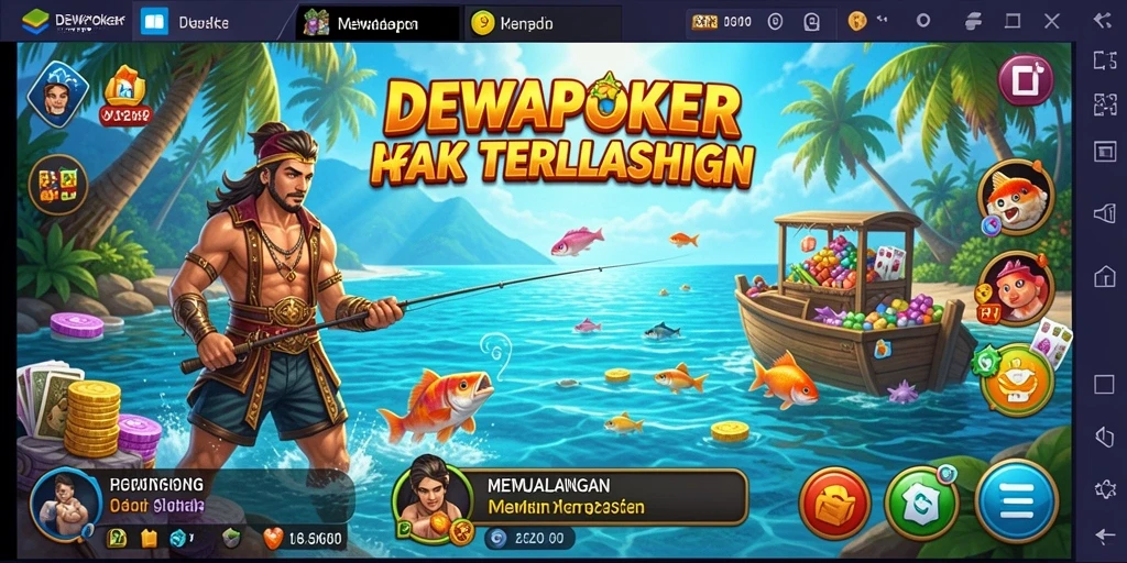 Tampilan gameplay DEWAPOKER yang menarik dengan aksi memancing seru.