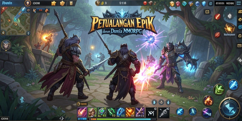 Tampilan gameplay epik ID098 di dunia MMORPG.