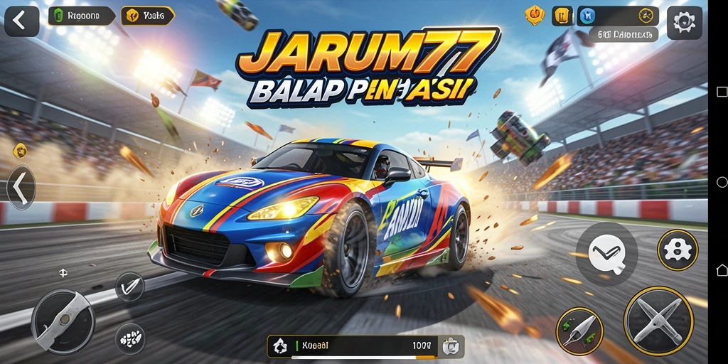 Tampilan menarik dari gameplay balap JARUM77 yang penuh aksi.