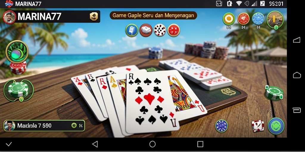 Tampilan utama gameplay Gaple yang seru di MARINA77.