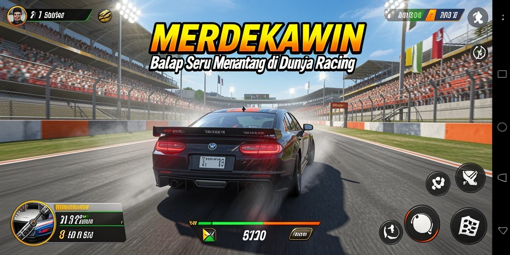 Tampilan gameplay Racing yang seru dan mendebarkan.