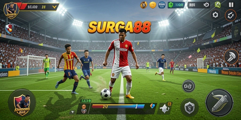 Screenshot <strong>SURGA88</strong> menampilkan aksi seru di lapangan Football.